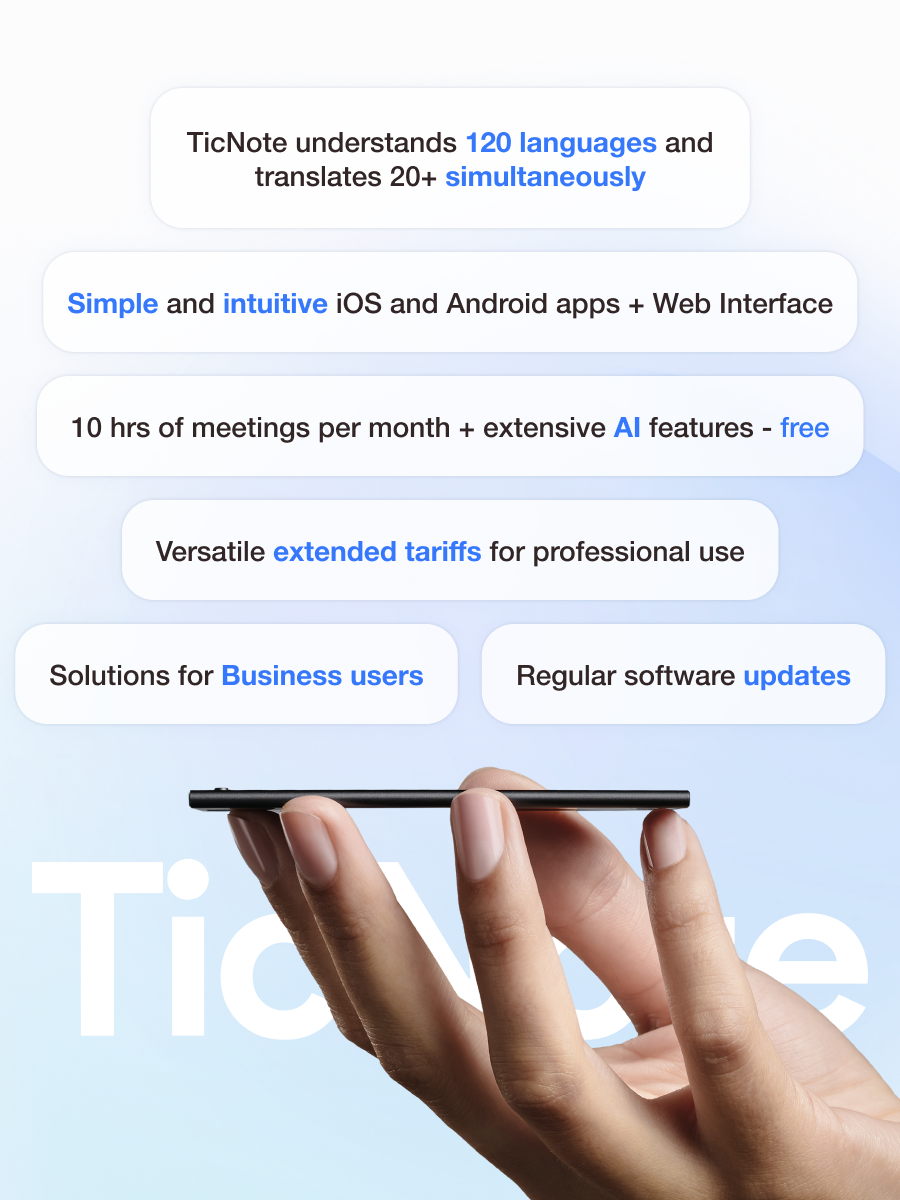 TicNote: First Agentic AI Note-taker with ChatGPT, Gemini, Claude, Grok and more, real-time translation, 400+ hours of recording