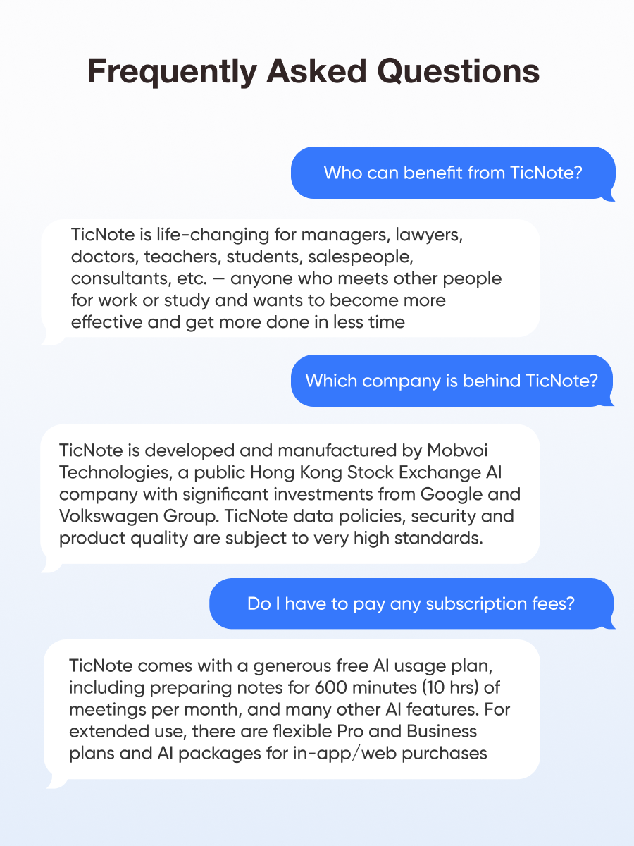 TicNote: First Agentic AI Note-taker with ChatGPT, Gemini, Claude, Grok and more, real-time translation, 400+ hours of recording