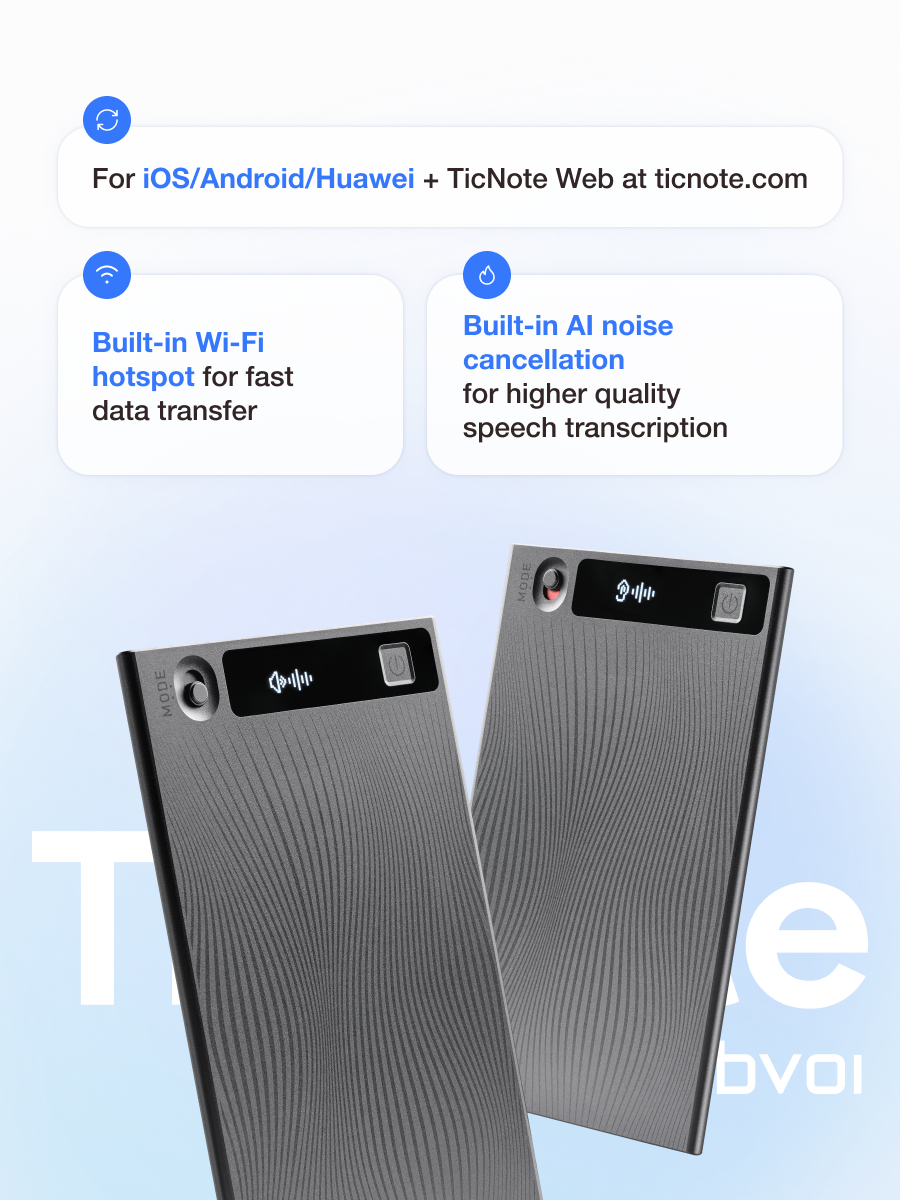 TicNote: First Agentic AI Note-taker with ChatGPT, Gemini, Claude, Grok and more, real-time translation, 400+ hours of recording