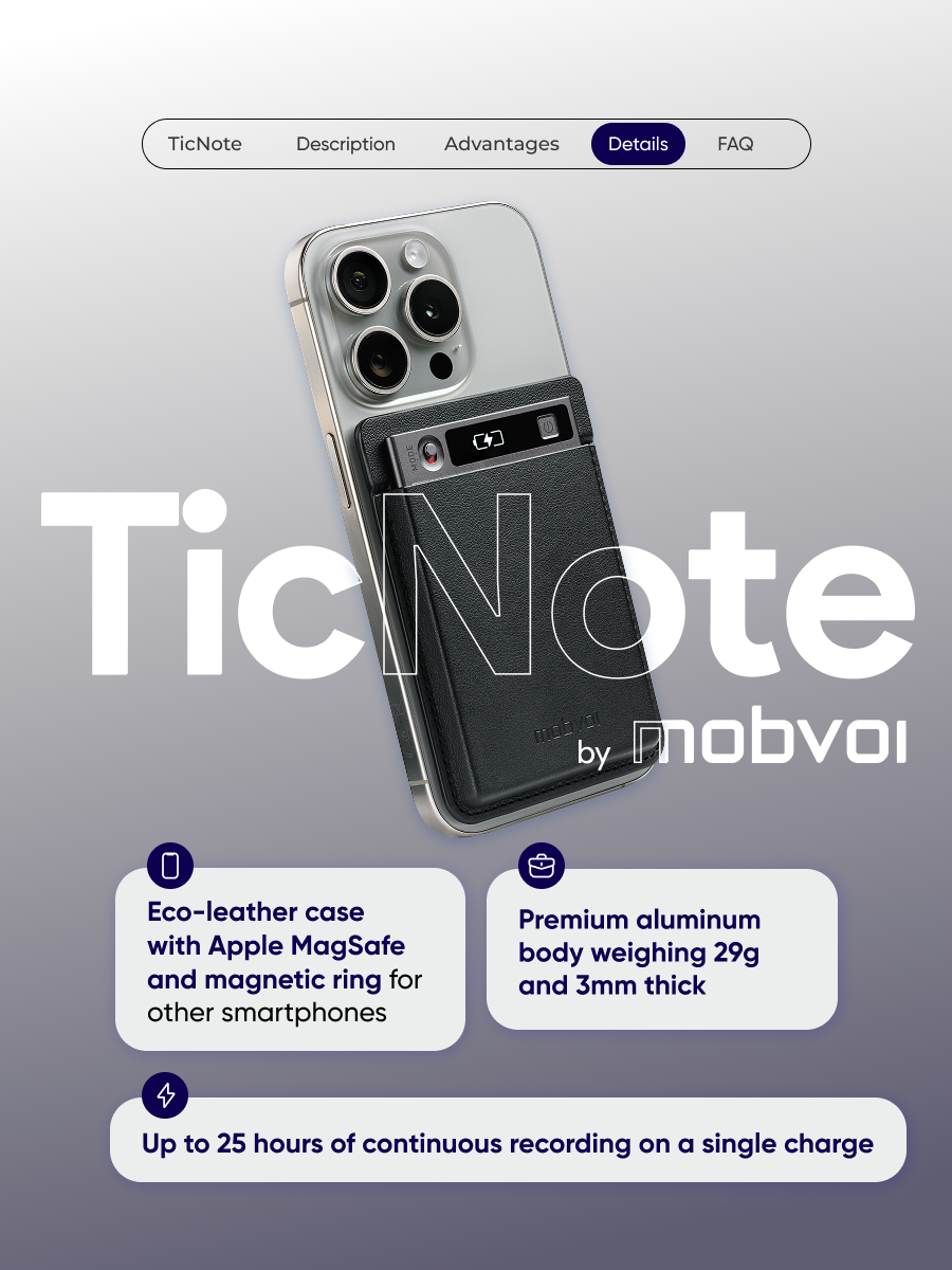 Intelligent voice recorder TicNote with AI agent, ChatGPT, Gemini, Claude and Grok